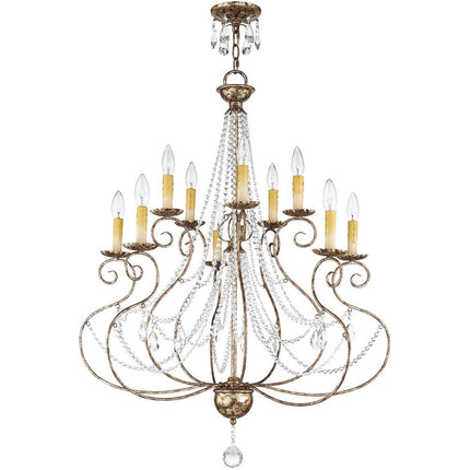 Ten Light Dimmable Chandelier With Shades