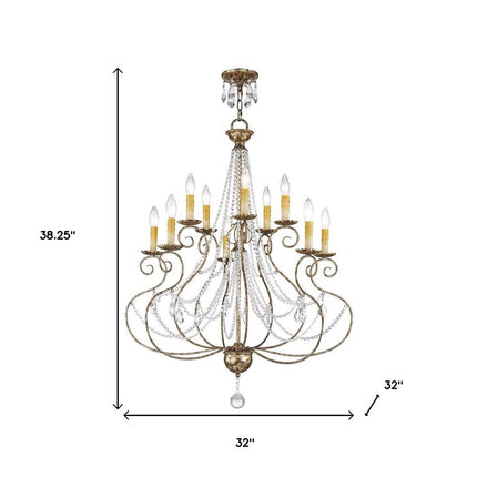 Ten Light Dimmable Chandelier With Shades