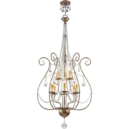 Nine Light Dimmable Chandelier With Shades