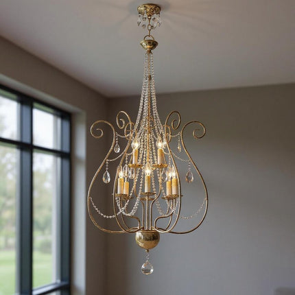Nine Light Dimmable Chandelier With Shades