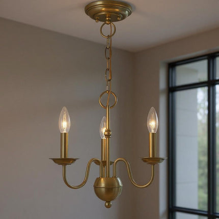 Three Light Dimmable Chandelier With Shades