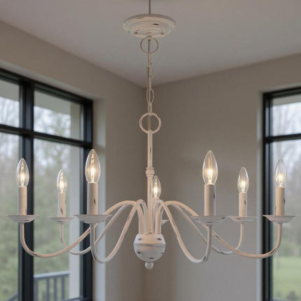 Seven Light Dimmable Chandelier With Shades