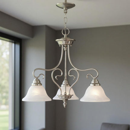 Three Light Dimmable Chandelier With Shades