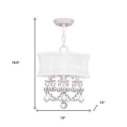 White Three Light Dimmable Chandelier With Shades