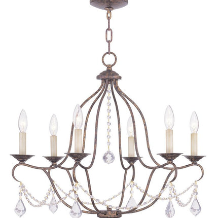 Six Light Dimmable Chandelier With Shades