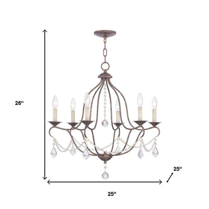Six Light Dimmable Chandelier With Shades