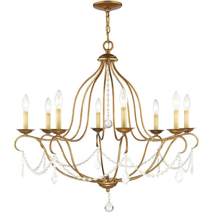 Eight Light Dimmable Chandelier With Shades