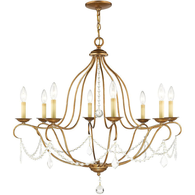 Eight Light Dimmable Chandelier With Shades