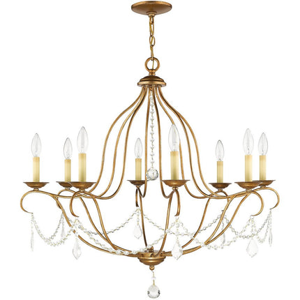 Eight Light Dimmable Chandelier With Shades