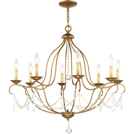 Eight Light Dimmable Chandelier With Shades