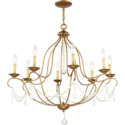 Eight Light Dimmable Chandelier With Shades