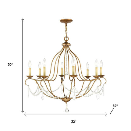Eight Light Dimmable Chandelier With Shades