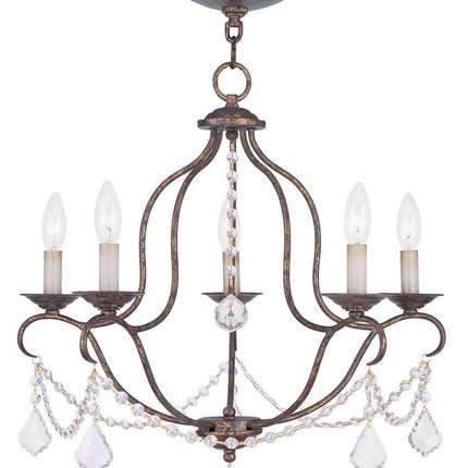 Five Light Dimmable Chandelier With Shades