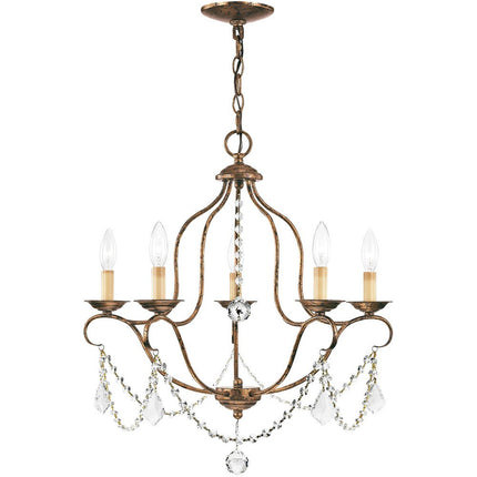 Five Light Dimmable Chandelier With Shades