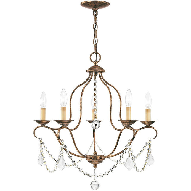 Five Light Dimmable Chandelier With Shades