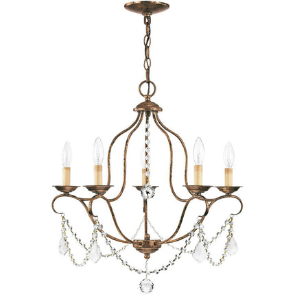 Five Light Dimmable Chandelier With Shades