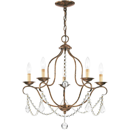 Five Light Dimmable Chandelier With Shades