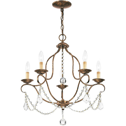 Five Light Dimmable Chandelier With Shades