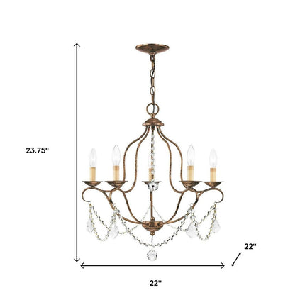 Five Light Dimmable Chandelier With Shades