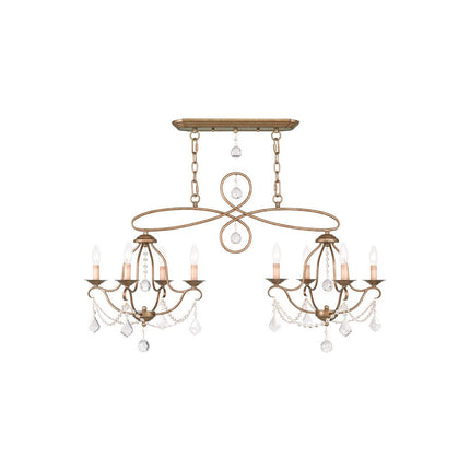 Eight Light Dimmable Chandelier With Shades
