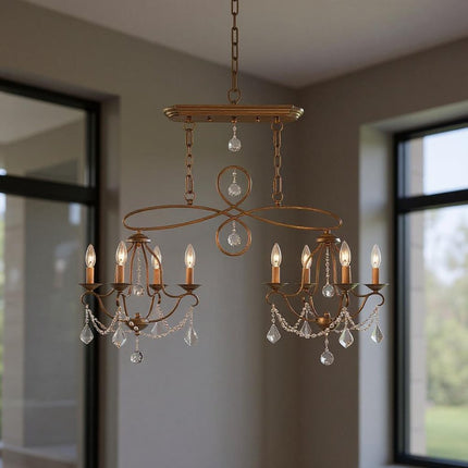 Eight Light Dimmable Chandelier With Shades