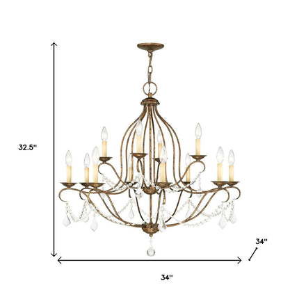 Twelve Light Dimmable Chandelier With Shades