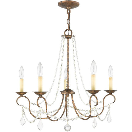 Five Light Dimmable Chandelier With Shades