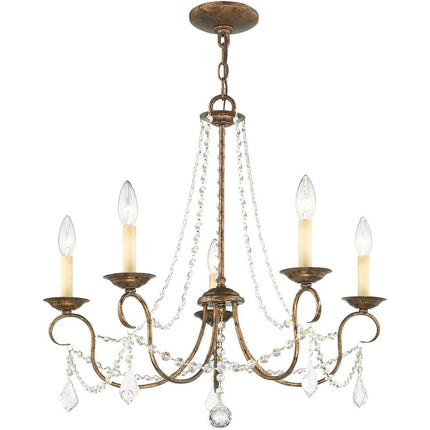 Five Light Dimmable Chandelier With Shades