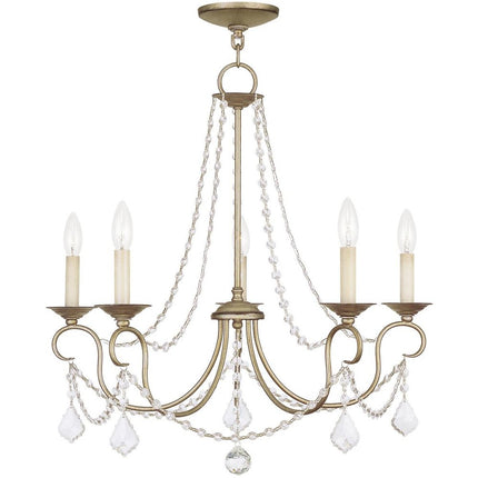 Five Light Dimmable Chandelier With Shades