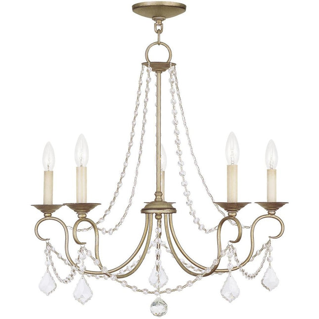 Five Light Dimmable Chandelier With Shades
