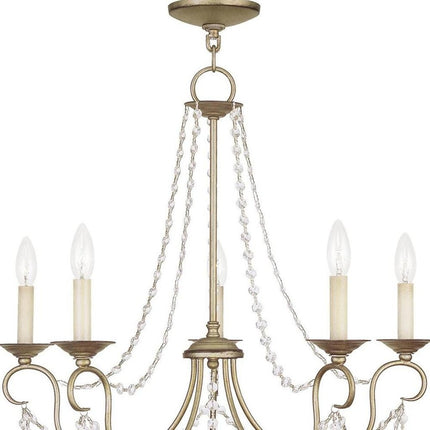 Five Light Dimmable Chandelier With Shades