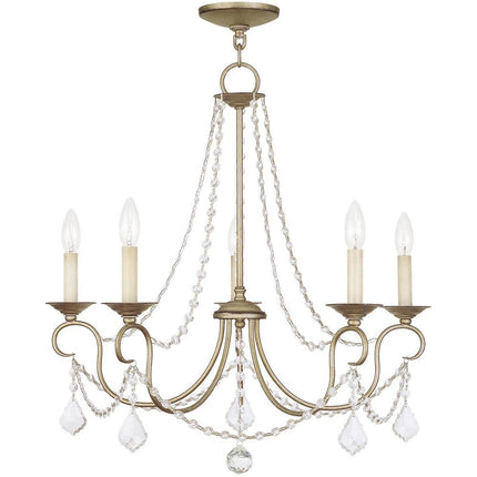 Five Light Dimmable Chandelier With Shades