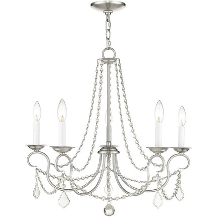 Five Light Dimmable Chandelier With Shades