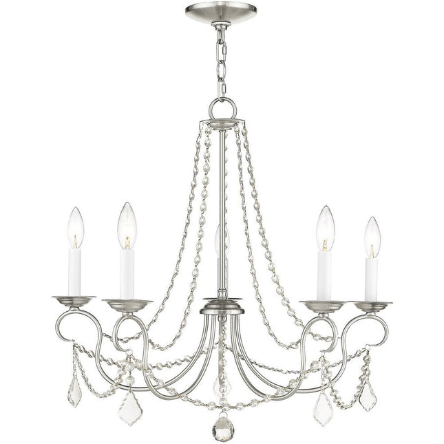 Five Light Dimmable Chandelier With Shades