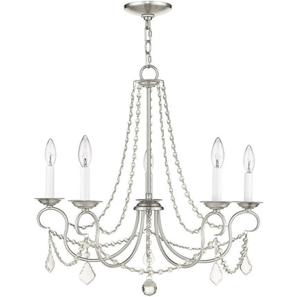 Five Light Dimmable Chandelier With Shades