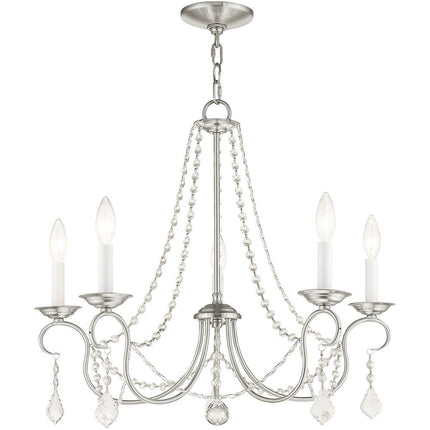 Five Light Dimmable Chandelier With Shades