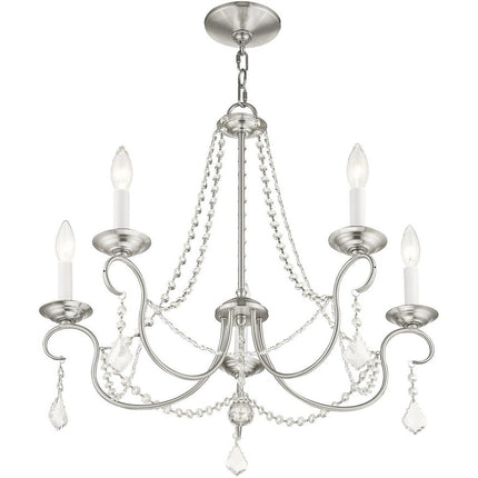Five Light Dimmable Chandelier With Shades