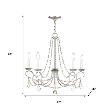 Five Light Dimmable Chandelier With Shades