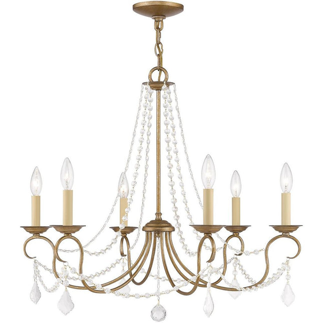Six Light Dimmable Chandelier With Shades