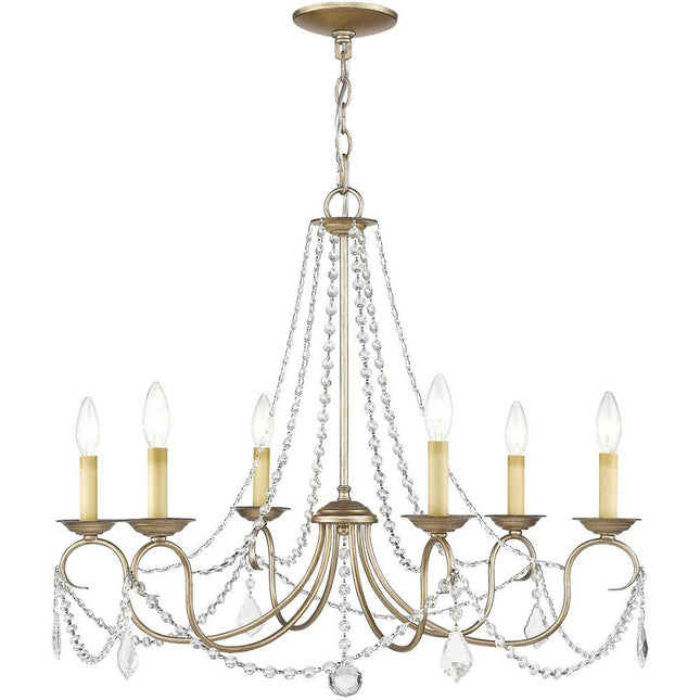 Six Light Dimmable Chandelier With Shades