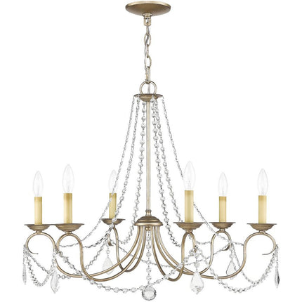 Six Light Dimmable Chandelier With Shades