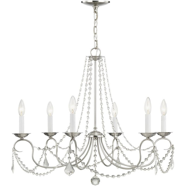 Six Light Dimmable Chandelier With Shades