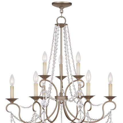 Nine Light Dimmable Chandelier With Shades