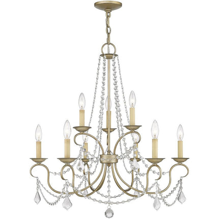 Nine Light Dimmable Chandelier With Shades