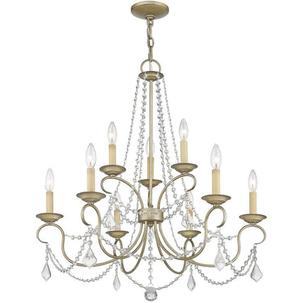 Nine Light Dimmable Chandelier With Shades