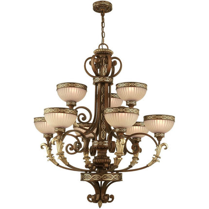 Nine Light Dimmable Chandelier With Shades