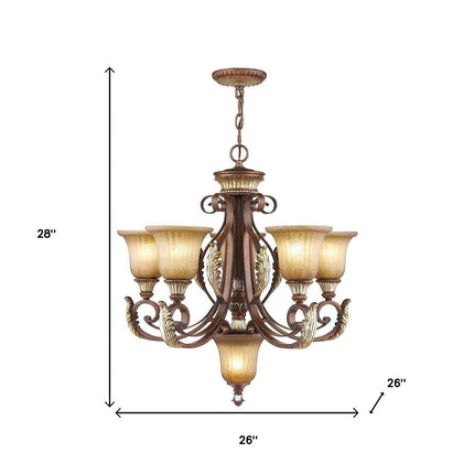Six Light Dimmable Chandelier With Shades