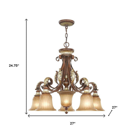 Six Light Dimmable Chandelier With Shades
