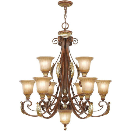 Ten Light Dimmable Chandelier With Shades
