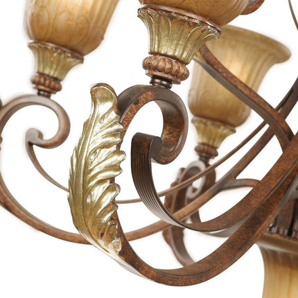 Ten Light Dimmable Chandelier With Shades
